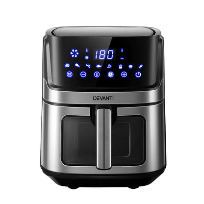 Devanti Air Fryer 6.5L LCD Fryers Clear Window