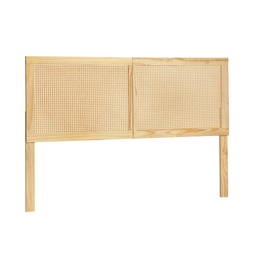 Artiss Bed Head Headboard Queen Rattan - RIBO Pine