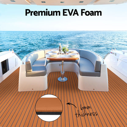 Seamanship EVA Foam Boat Flooring Mat Decking Sheet 240x90x0.6cm Dark Brown