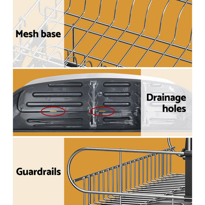 Cefito Dish Rack Drying Drainer Cup Holder Cutlery Tray Kitchen Organiser 2-Tier