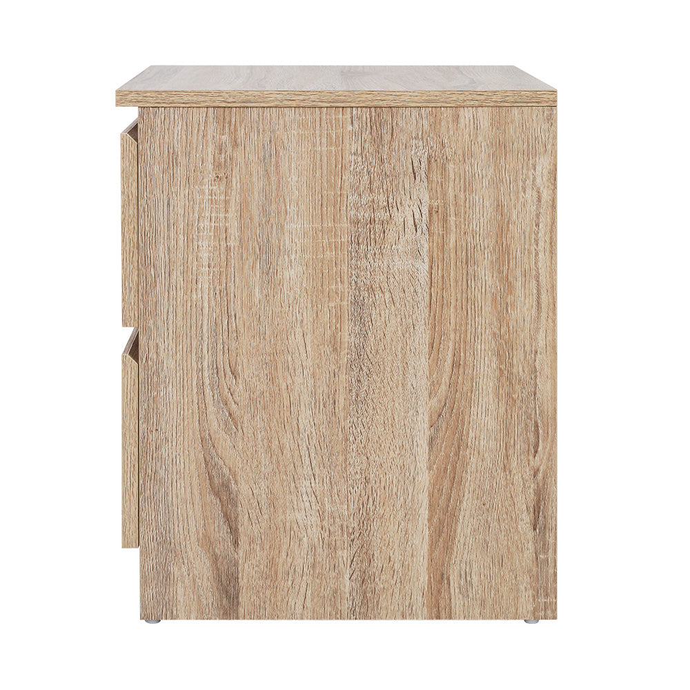 Artiss Bedside Table 2 Drawers - PEPE Oak