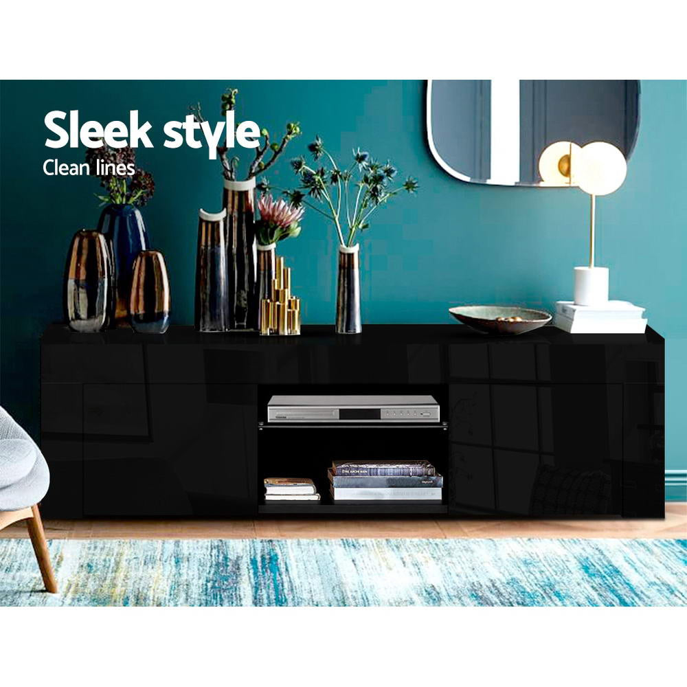 Artiss Entertainment Unit TV Cabinet LED 130cm Black Angus