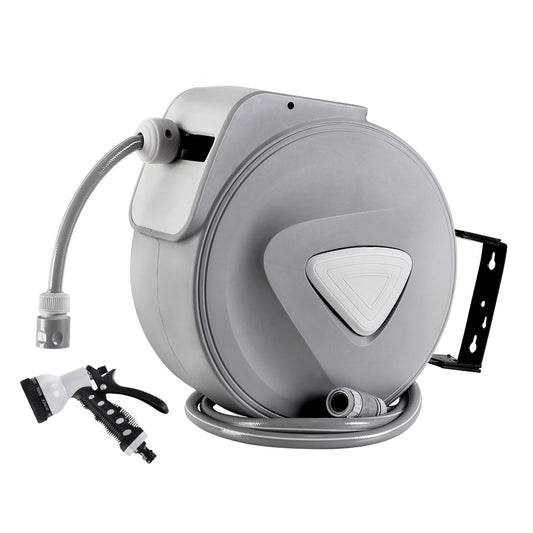 Water Hose Reel 30M Retractable Garden Auto Rewind Spray Gun