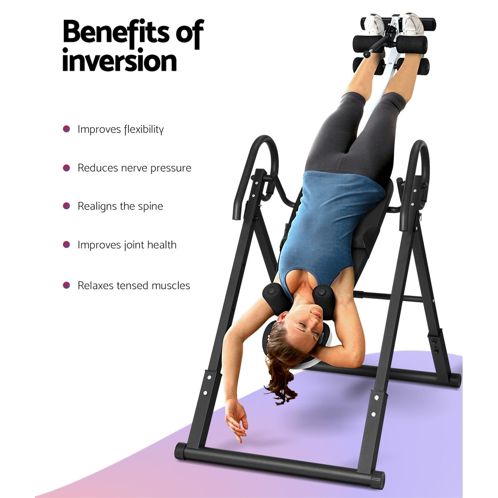 Everfit Inversion Table Gravity Exercise Inverter Back Stretcher Home Gym Grey