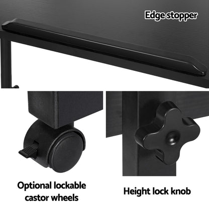 Artiss Laptop Desk Table Height Adjustable Wooden Bed Side Tables 80CM Black