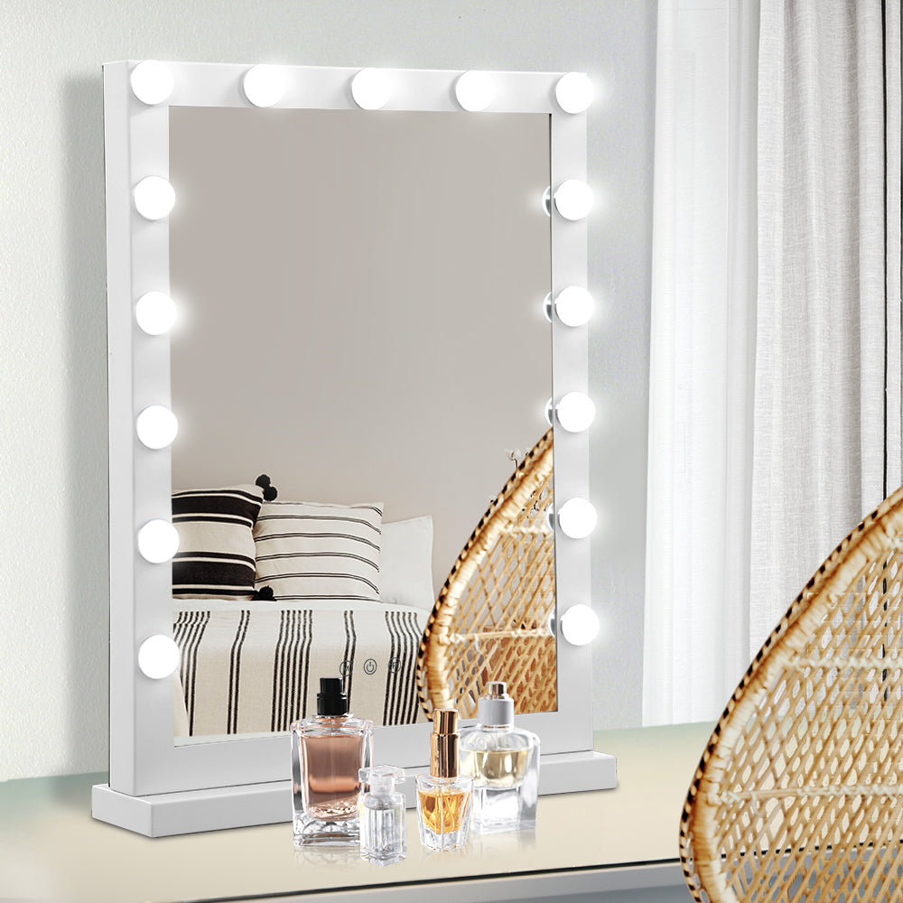 Embellir Makeup Mirror 43x61cm Hollywood Vanity with LED Light Tabletop White