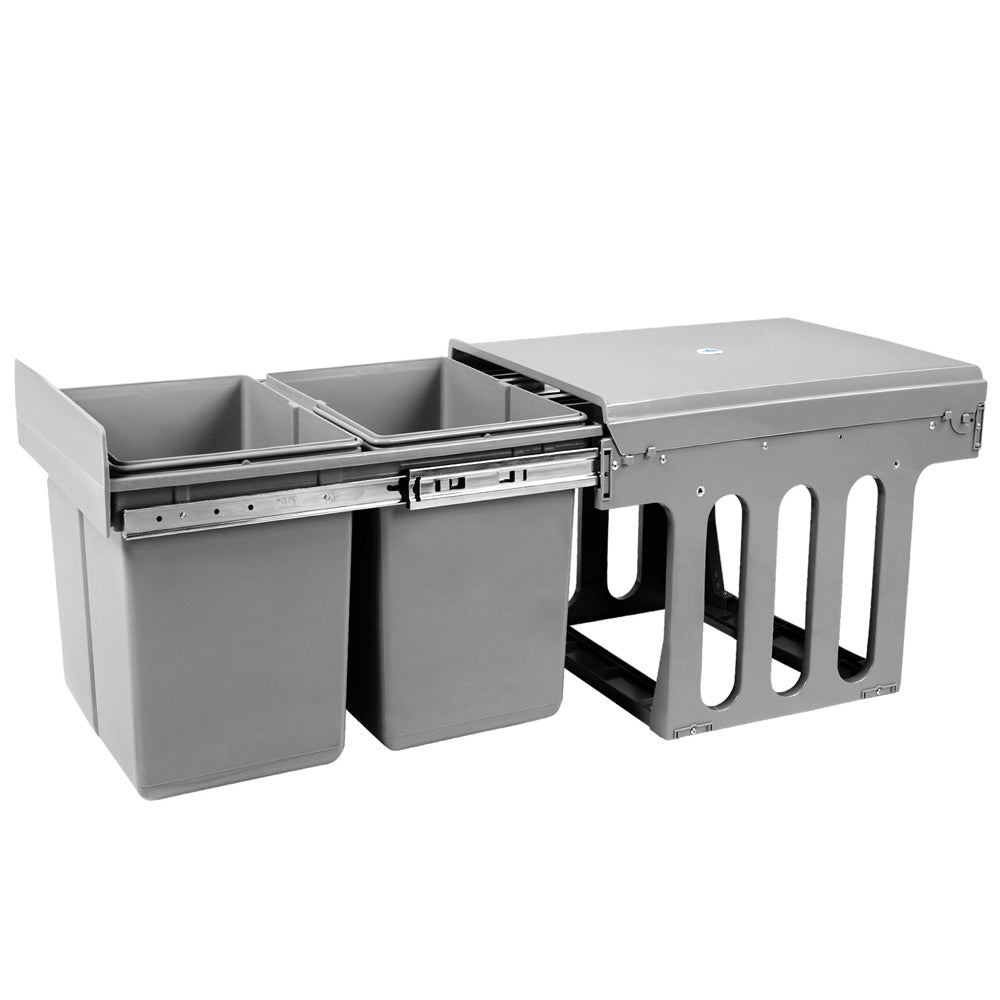 Cefito Pull Out Bin Kitchen Double Basket 2X15L Grey