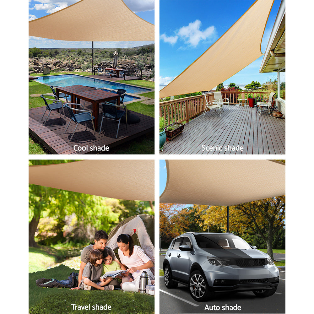 Instahut Shade Sail 5x6m Rectangle 185GSM 95% Sand Shade Cloth