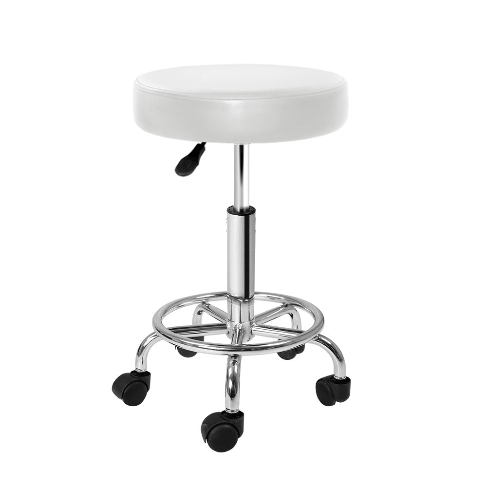 Artiss Salon Stool Round Swivel Chair White