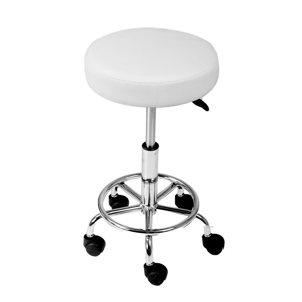 Artiss Salon Stool Round Swivel Chair White