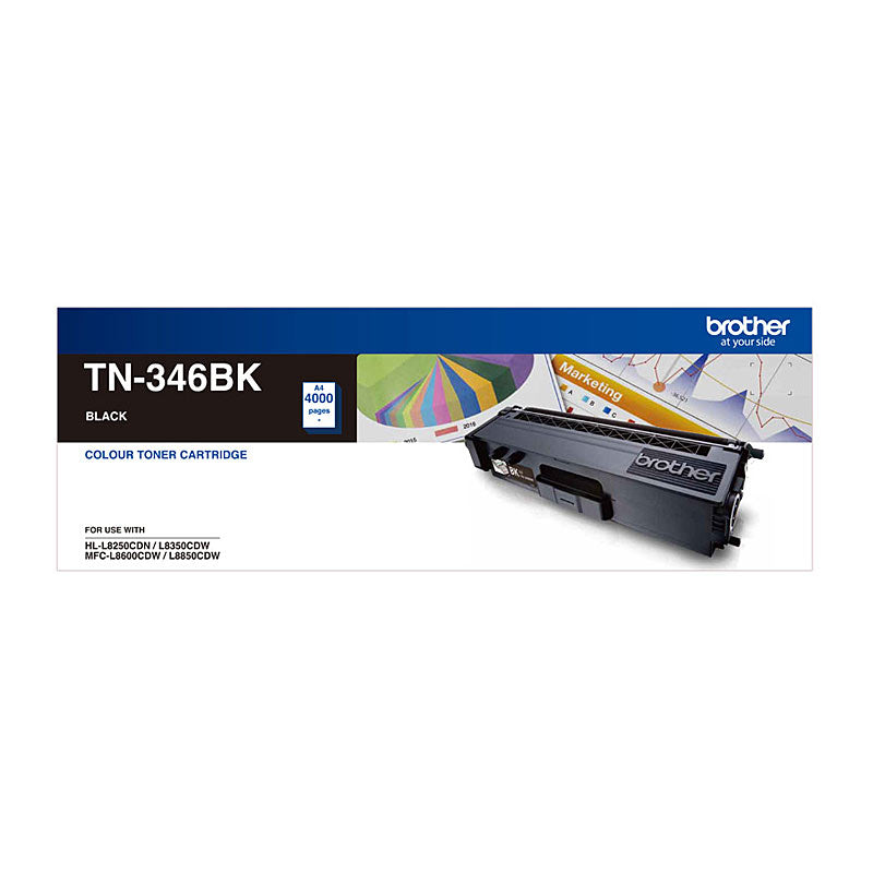 Brother TN-346BK High Yield Black Toner, HL-L8250CDN/8350CDW MFC-L8600CDW/L8850CDW - 4000 Pages