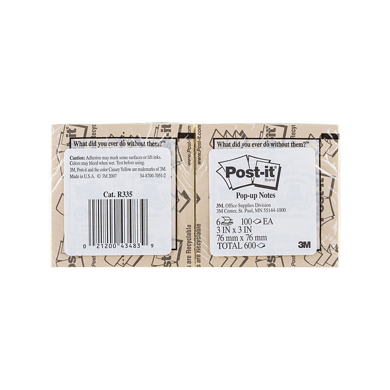 POST-IT P/Up R335-YL Yellow 73X73 Pack of 6