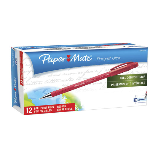 PAPER MATE FlexGrip BP 1.0mm Red Box of 12