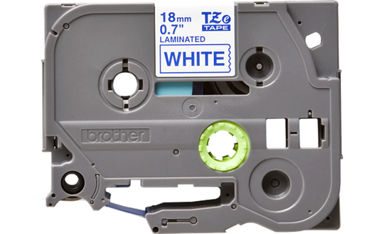 Brother 3/4" 18 mm Blue on White TZe P-Touch Tape for Brother PT-1900, PT1900 Label Maker.