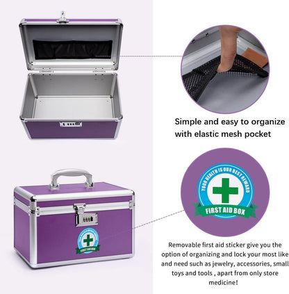 Locking Combination Medicine Box (Purple/Medium)