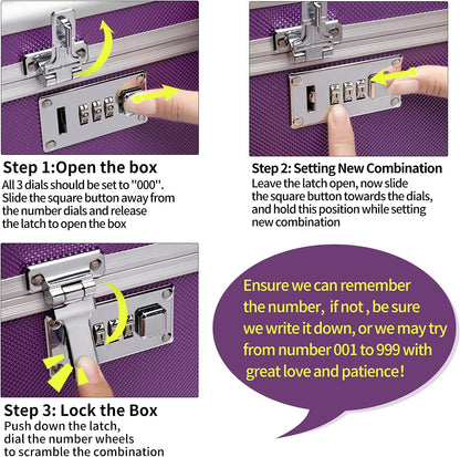 Locking Combination Medicine Box (Purple/Medium)