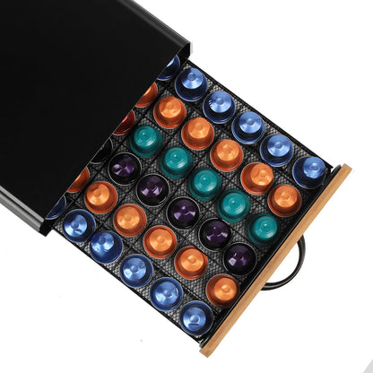 CARLA HOME Coffee Pods Holder Storage Drawer Compatible with 60 Nespresso Pods for Kitchen Storage & Organisation (Natural)