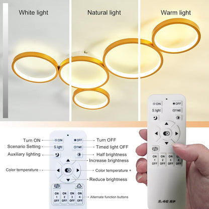 LED Golden Ceiling Light with Remote Control, 54W