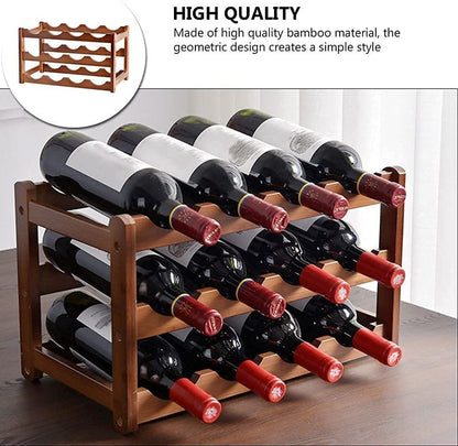 3-layer Bamboo Wine Storage Rack (12 bottles)