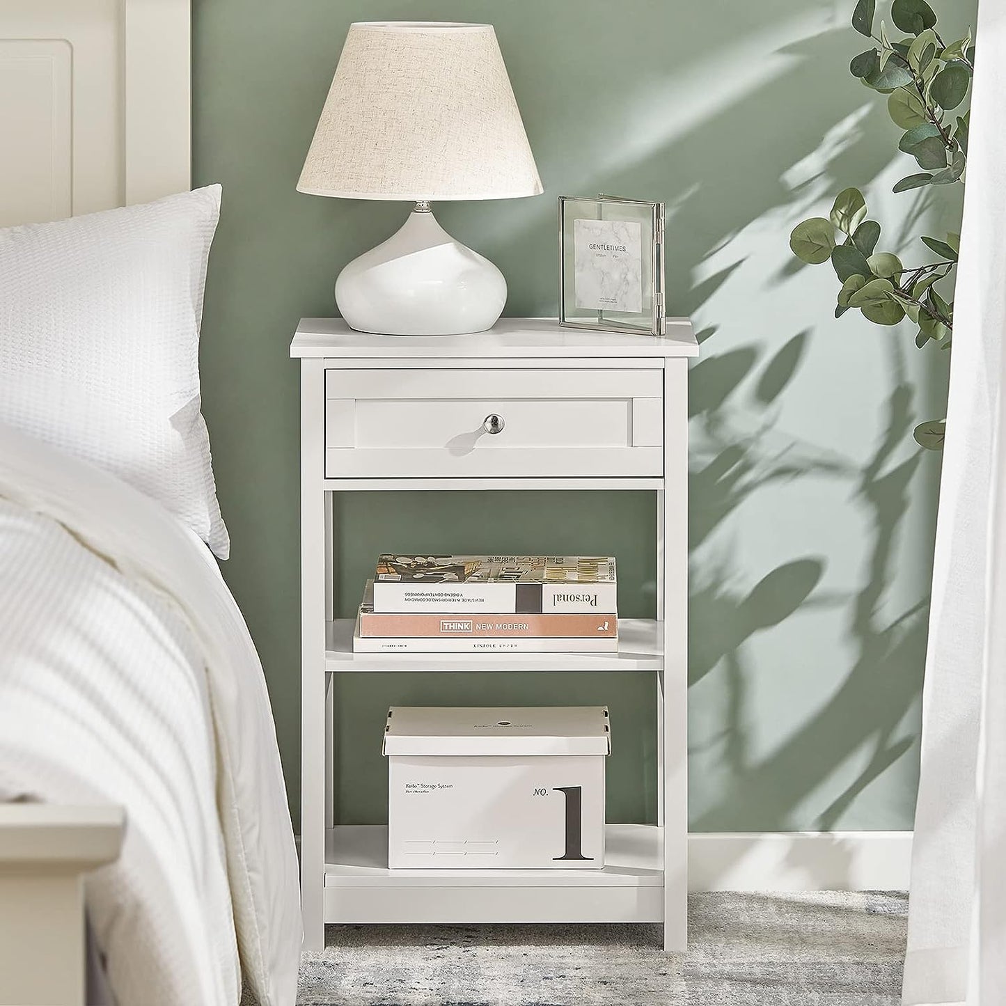 Bedside Table with Drawer Shelves