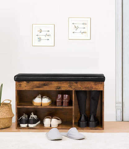 Shoe Storage Bench with Padded Cushion,Flip-Open Storage Box and Adjustable Shelf for Entryway and Living Room