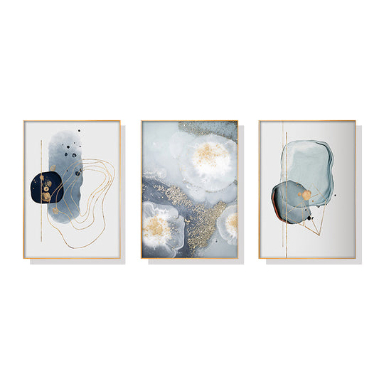 Wall Art 40cmx60cm Marbled Light Grey 3 Sets Gold Frame Canvas