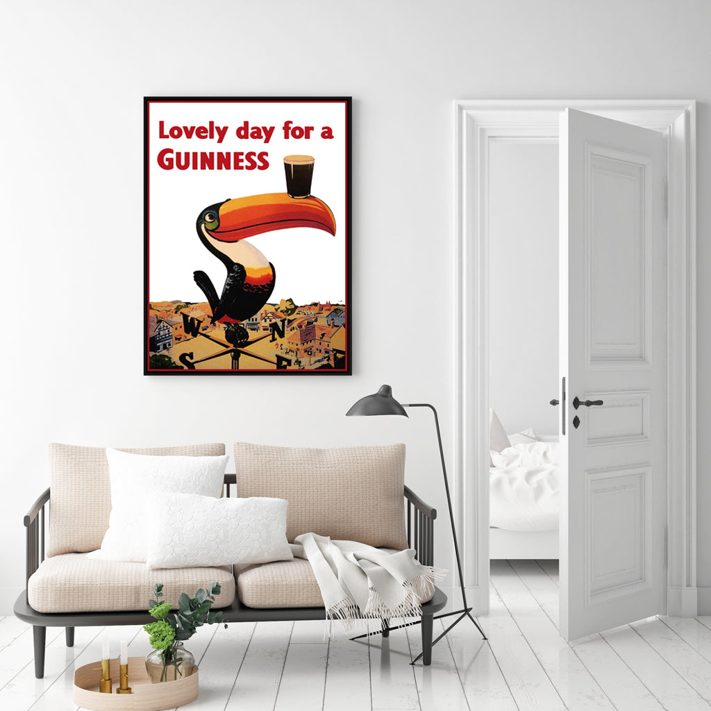 Wall Art 50cmx70cm Beer Lovely Day For A Guinness Black Frame Canvas