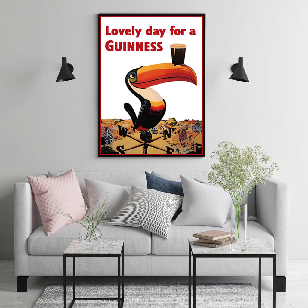 Wall Art 50cmx70cm Beer Lovely Day For A Guinness Black Frame Canvas