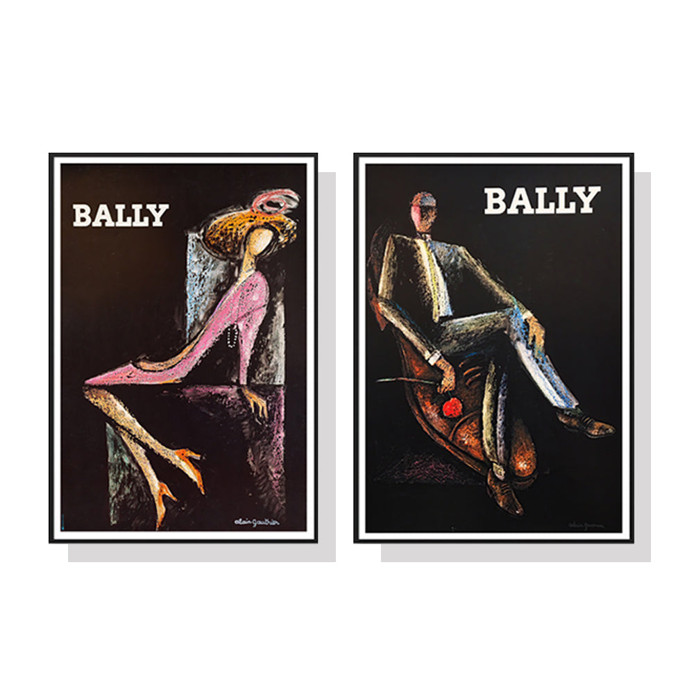 Wall Art 40cmx60cm Bally Man & Woman 2 Sets Black Frame Canvas