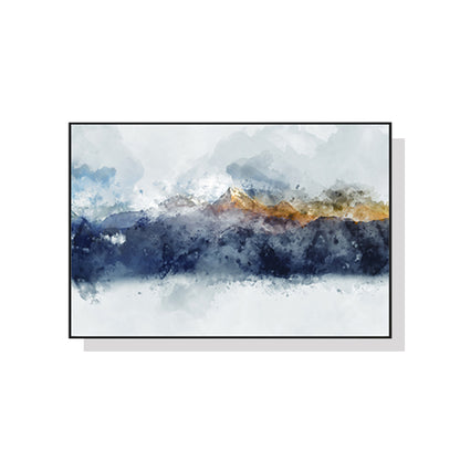 Wall Art 60cmx90cm Abstract Sunlight Mountains Black Frame Canvas