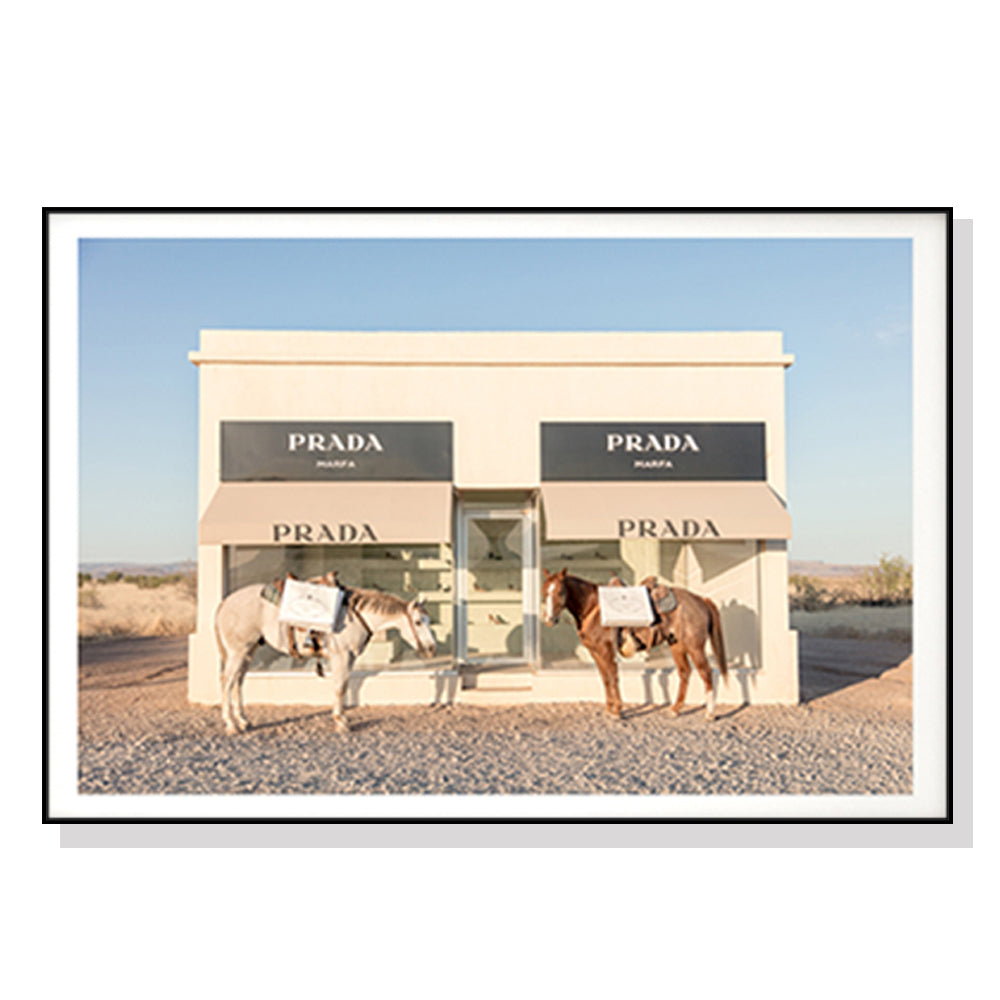 Wall Art 60cmx90cm Horses Fashion Black Frame Canvas