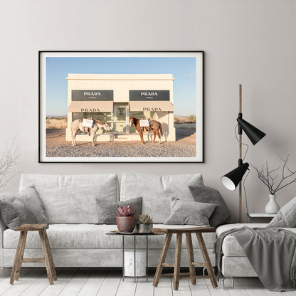 Wall Art 60cmx90cm Horses Fashion Black Frame Canvas