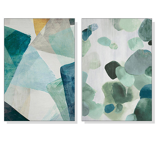 Wall Art 80cmx120cm Green Marble 2 Sets White Frame Canvas