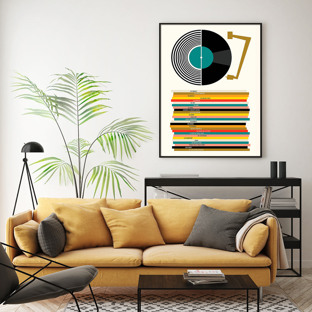 Wall Art 50cmx70cm Music Black Frame Canvas