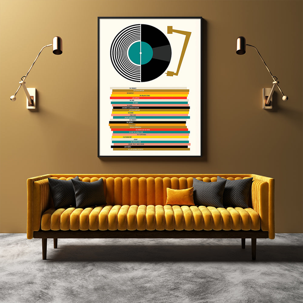 Wall Art 50cmx70cm Music Black Frame Canvas