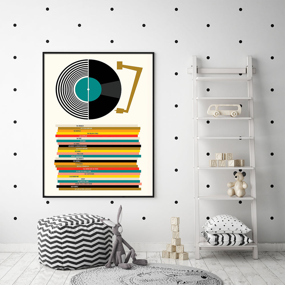 Wall Art 60cmx90cm Music Black Frame Canvas