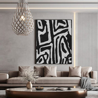 Wall Art 60cmx90cm Abstract Black Artwork Black Frame Canvas