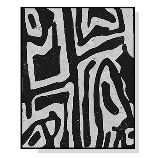 Wall Art 70cmx100cm Abstract Black Artwork Black Frame Canvas