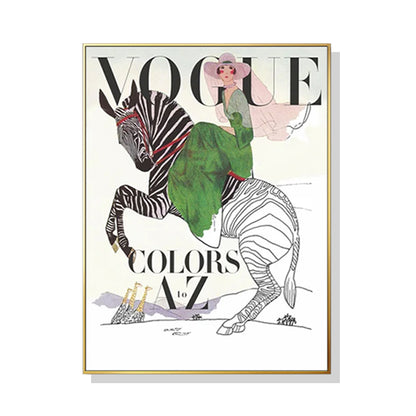 Wall Art 80cmx120cm Vogue Lady Gold Frame Canvas