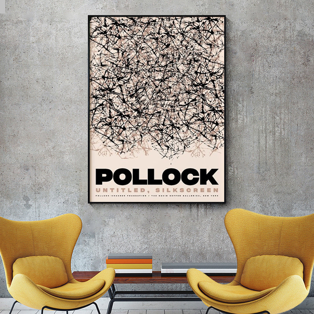 Wall Art 70cmx100cm Jackson Pollock Exhibition II Black Frame Canvas