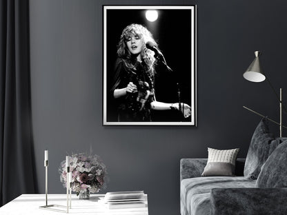 Wall Art 80cmx120cm Young Stevie Nicks in Concert Poster, Black Frame Canvas