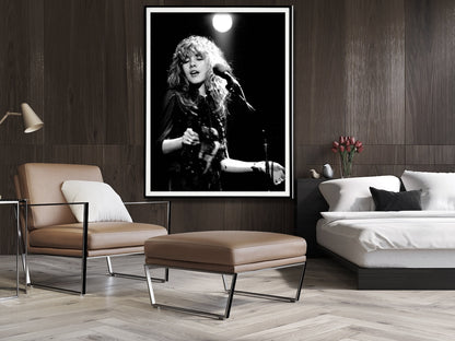 Wall Art 80cmx120cm Young Stevie Nicks in Concert Poster, Black Frame Canvas