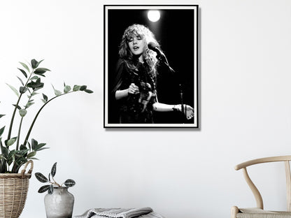 Wall Art 100cmx150cm Young Stevie Nicks in Concert Poster, Black Frame Canvas