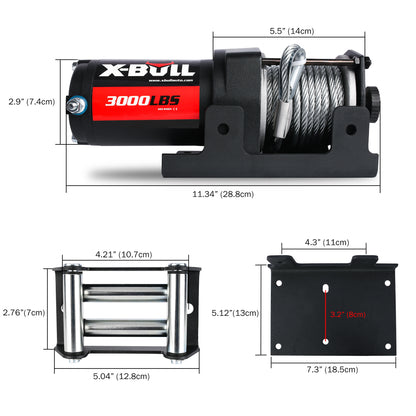 X-BULL Electric Winch 3000lbs Steel Wire Cable 12V Boat ATV UTV Winch Trailer 2 Units