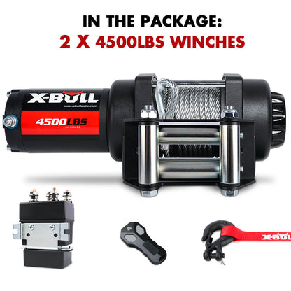 X-BULL 12V Electric Winch 4500lbs Steel Wire Cable 12V Boat ATV UTV Trailer Winch 2 Units