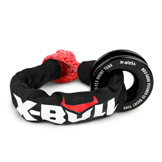 X-BULL Recovery Ring Soft Shackle Kit Snatch Block Pulley Rope Snatch Ring 4WD