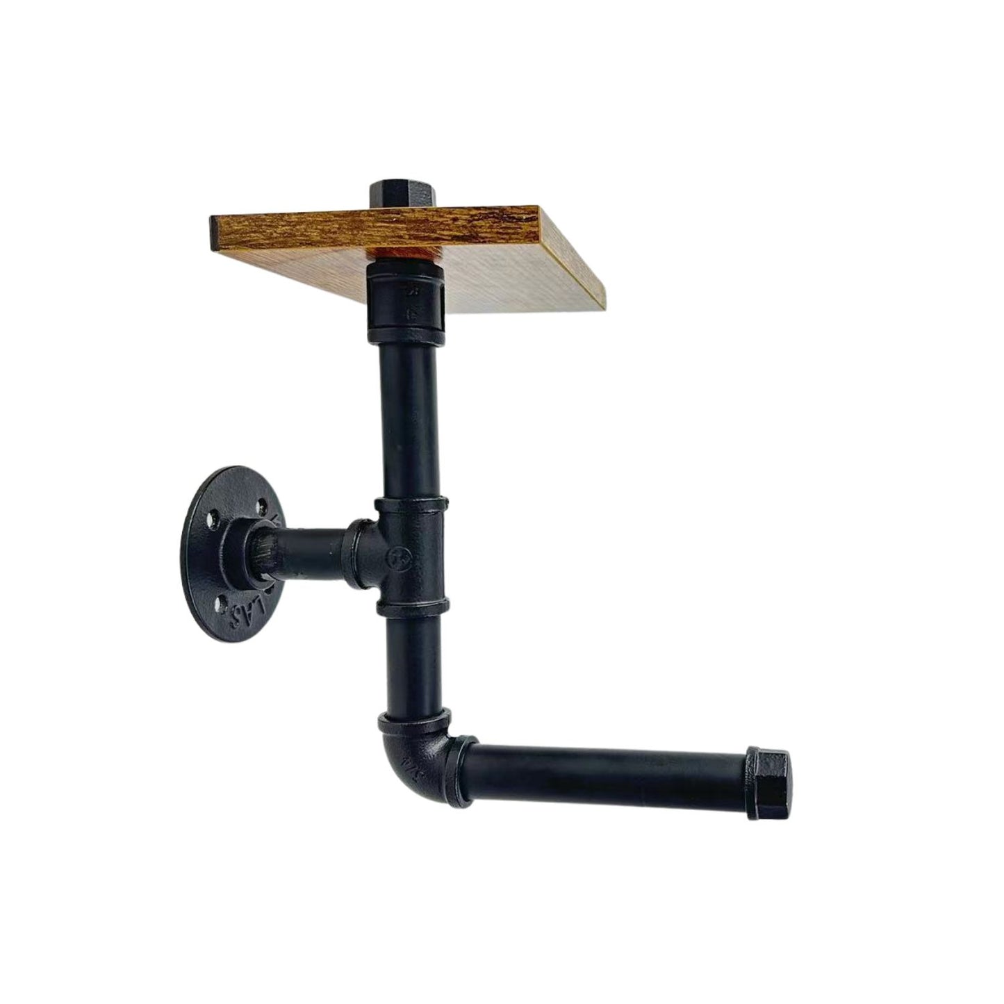 EKKIO Adjustable Industrial Pipe Toilet Paper Roll Holder with Phone Shelf