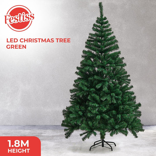 FESTISS 1.8m Christmas Tree with 250 LED Lights Warm White (Green)