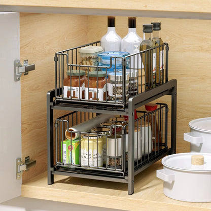 GOMINIMO Under Sink Organizer Pull Out Sliding Drawer Cabinets