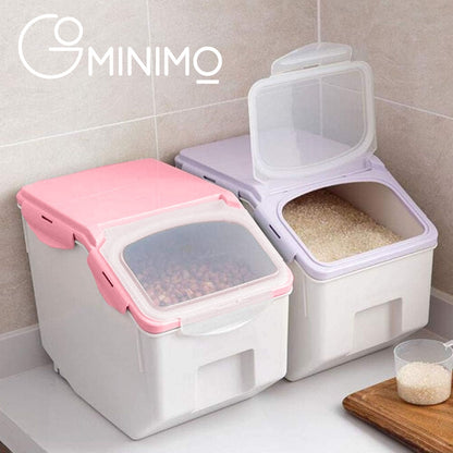 GOMINIMO Multipurpose Food Storage Container with Lids and Cup for Pet Food or Rice Grains (Pink)